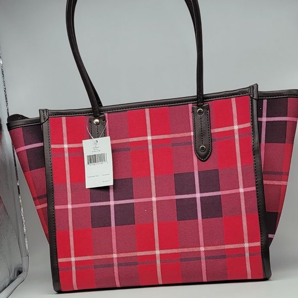 Kate Spade Ella Tote Bright Rose Multi Plaid